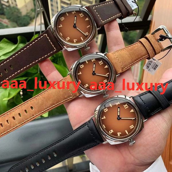 

v7 pam00687 47mm montre de luxe p.3000 manual winding mechanism movement super luminous plexiglas crystal glass mirror men's watch, Slivery;brown