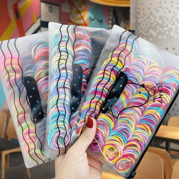 

200/500/bag girls cute colorful basic elastic hair bands ponytail holder rubber bands headband kids hair accessories1, Slivery;white
