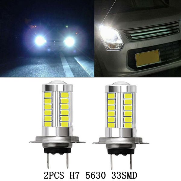 

10pcs h7 5630 led 33 smd led 12v 6000k white auto car fog light headlight bulbs bright