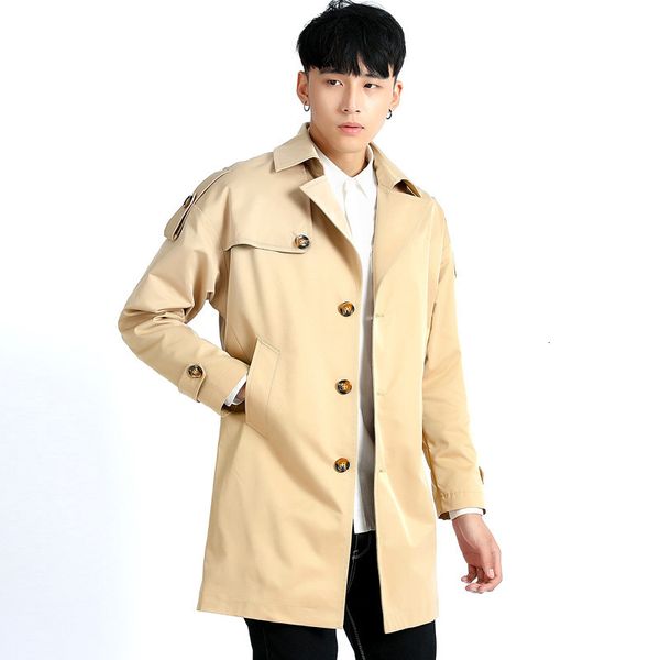 

young middle-aged fashion relaxed leisure high-end autumn and winter men's large medium length windbreaker, Black;brown