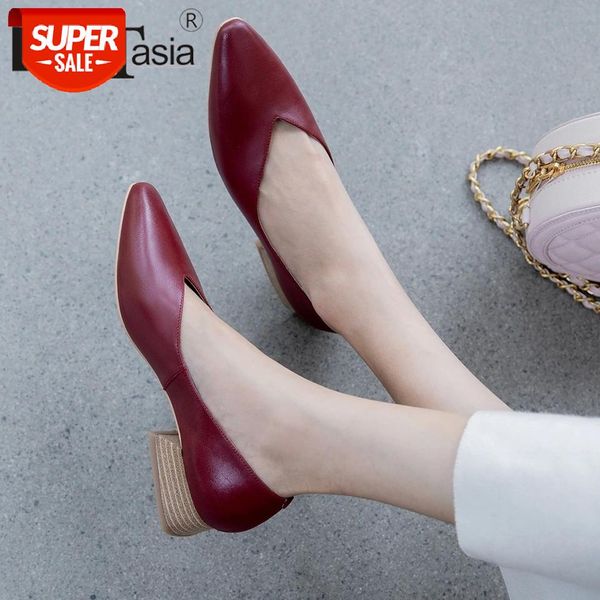 

doratasia new fashion ladies slip on pumps concise simple office elegant pumps women pointed toe chunky heels shoes woman #6x1o