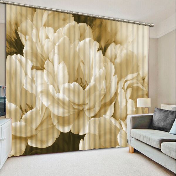 

bedroom luxury blackout 3d window curtain for living room drapes cortina customized sizegorgeous white peony flower