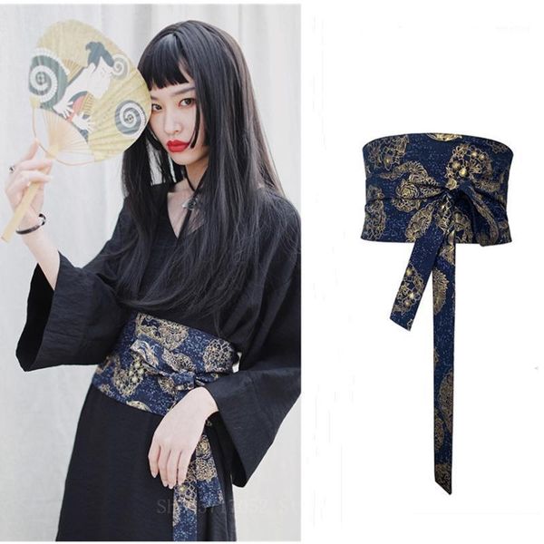 

japanese traditional kimono cardigan obi for women girl fashion streetwear embroidery print tassel bandage belt yukata obi1, Red