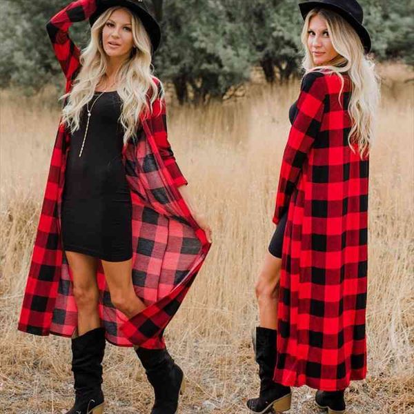 

40 cardigan women autumn ladies sweater x long plaid long coats and jackets casual sleeve loose maxi cardigan outwear, White;black