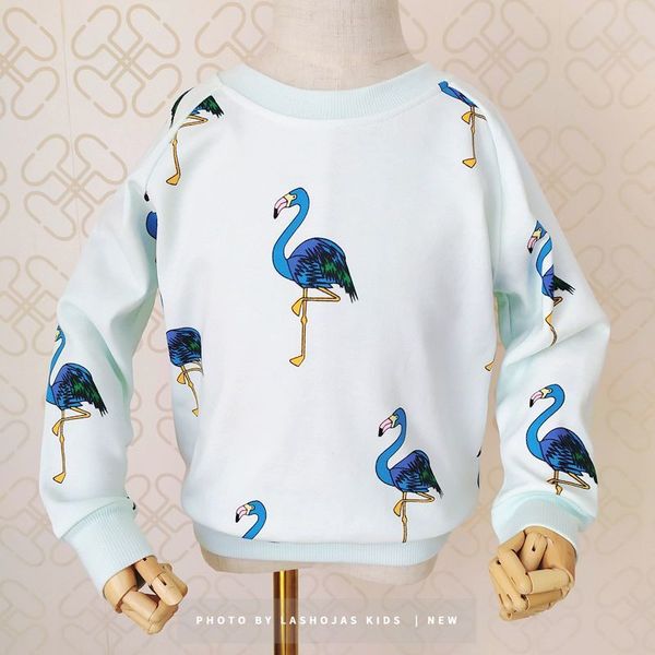 

lashojas sprint winter flamingo print sweatshirt for kids boys girls children clothing y0121, Blue