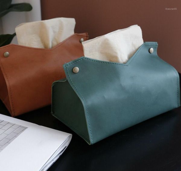 

leather cover tissue box dispenser paper storage holder napkin case organizer1