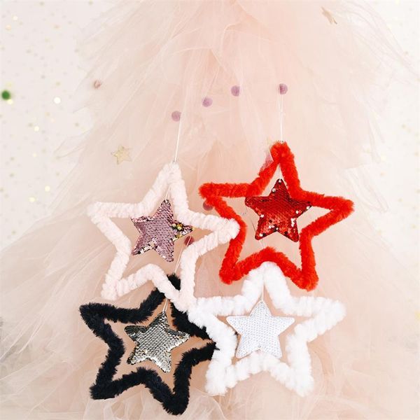 

christmas decorations rustic merry tree decoration light star pendant home small hanging charm wall ornaments1