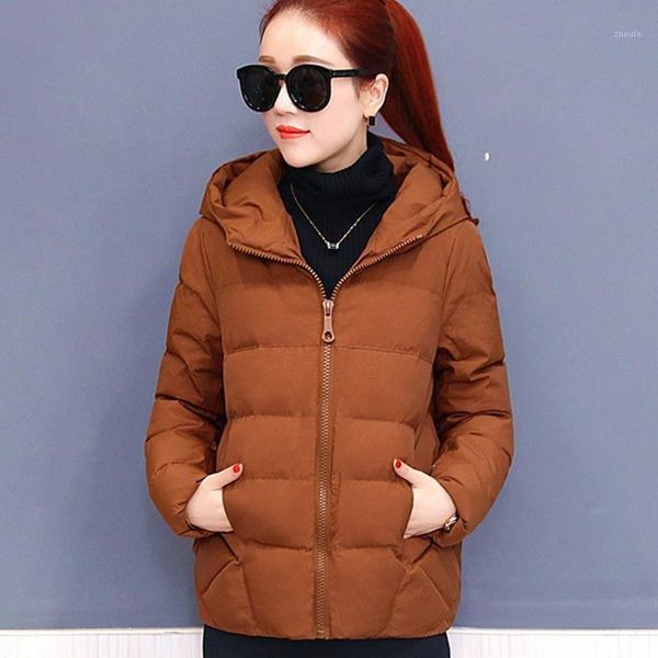 

plus size women winter jacket cotton loose short parkas women outwear designer warm hooded female coat jaqueta feminina dr11921, Black