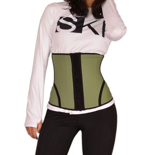 

new 28cm long waist and crotch protection breathable sports mesh composite rubber belt women's body shaping clothes, Gray