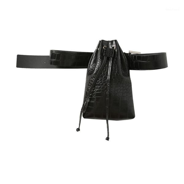 

pin buckle belt with crocodile drawstring bucket pockets belt decorative pockets1