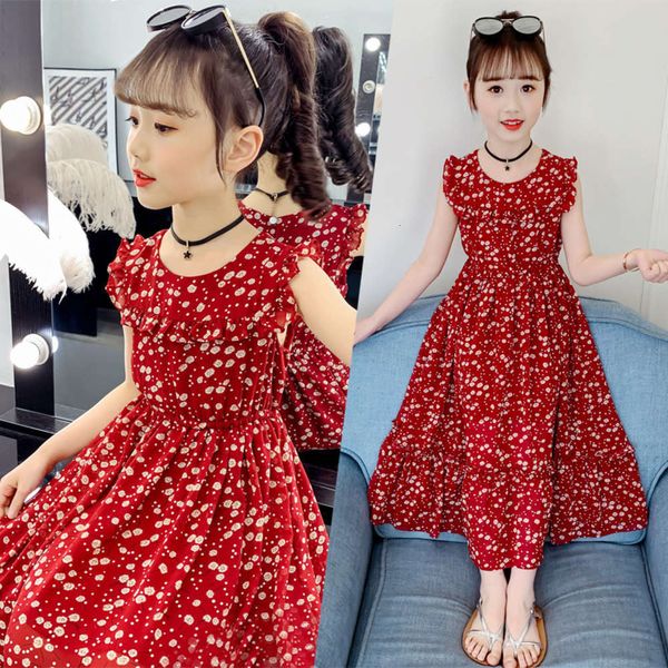 

chiffon girls' bohemian summer new floral skirt sanya holiday beach vt drs, Red;yellow