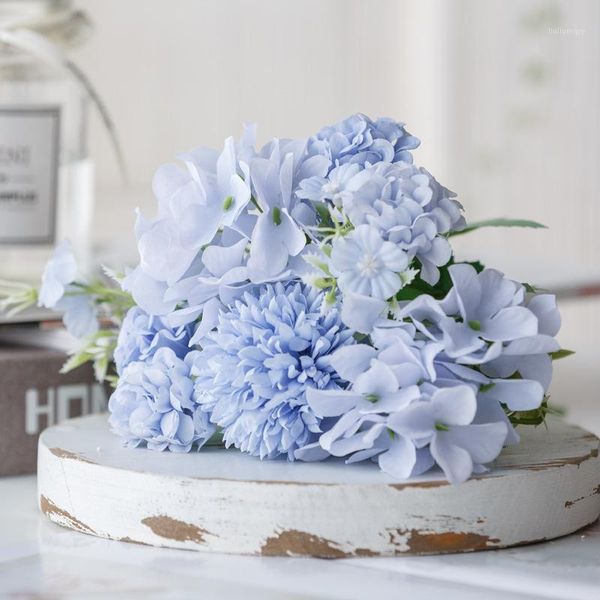 

artificial hydrangea silk bouquet for decoration artificial peony rose wedding home diy decor bridal hand flower1
