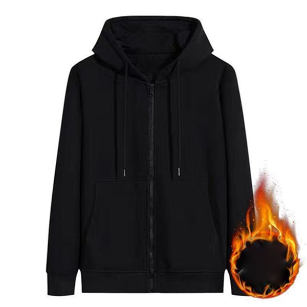 

casual winter autumn coat fashion hoodie sweatshirt outcoat drawstring liner grey plush zip warm pockets black men 2020 overcoat kfmwq