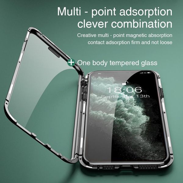 

shockproof case for iphone 11 se 2020 cover double side glass magnetic metal case for iphone xr xs max x 8 h jllokk