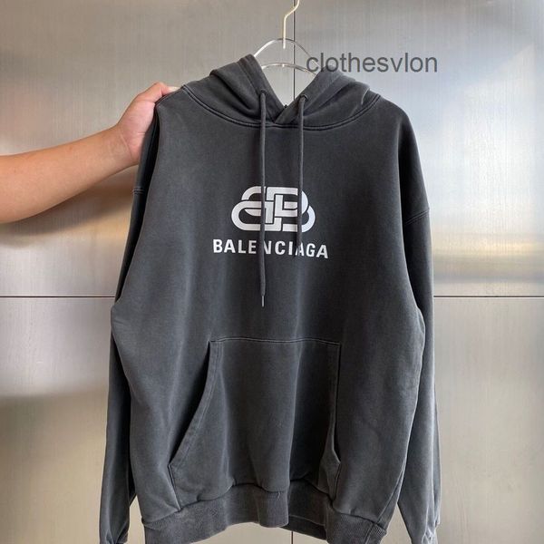 

sweater 2022 men's hoodies balencaigas's paris classic chain hooded cotton loose bottomed shirt men, Black
