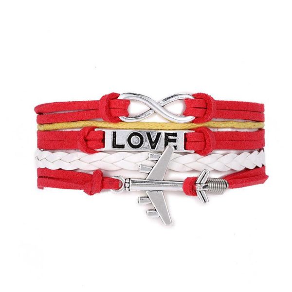 

vintage dream airplane multilayer leather bracelet men women fashion braided handmade rope wrap bracelets & bangles male gift sqczkp