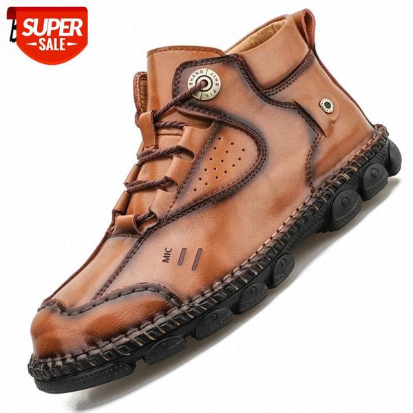 

2020 men boots new genuine leather male ankle boots fashion male breathable autumn outdoor non-slip man motorcycle #o68w