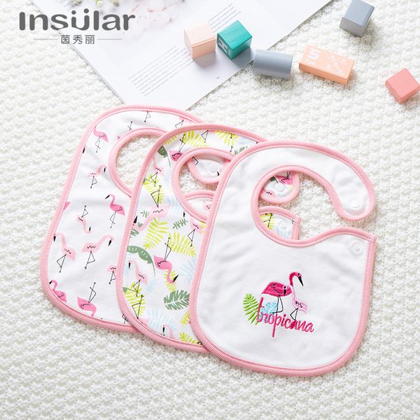 

2020 style burp cloths 100% cotton waterproof baby bib bib 100% cotton baby bib button drool towel 3 sets