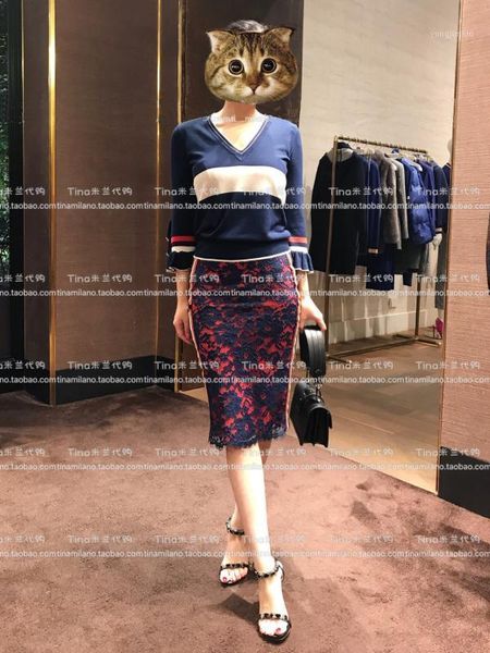 

18 years summer v collar horn sleeve spell color knitting shirt women's sweater 810131, White;black