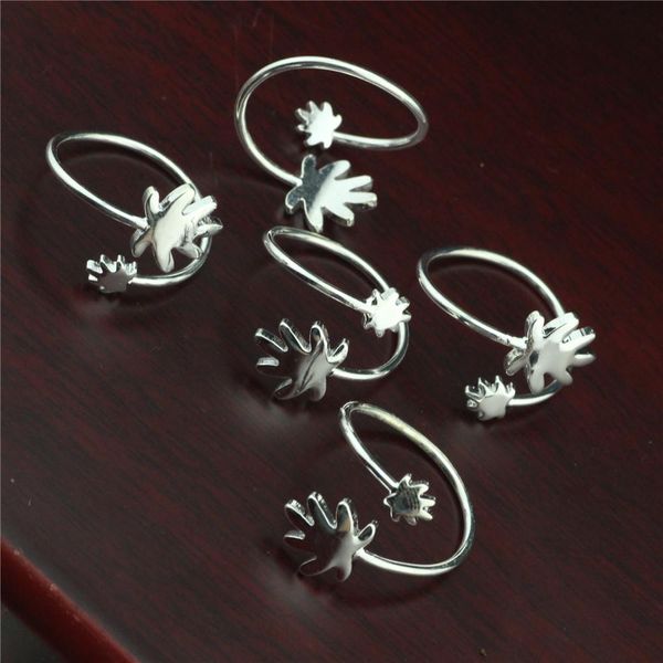 

5ps 925 стерлинговое серебро серебро женское кольцо новое открытое женщина кольцо ручной работы ювелирные изделия клевер серебро открытое ко, Silver