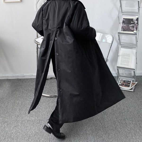 

men's trench coats winter men dark long autumn jackets back slit gothic owen high street clothing brand japan style 2021 spring, Tan;black