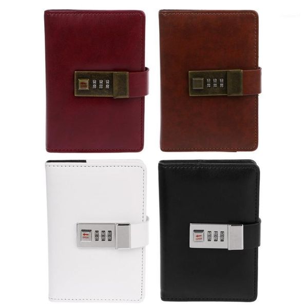 

1 pc vintage retro a7 codebook journal diary with password lock for office school use new design1, Purple;pink