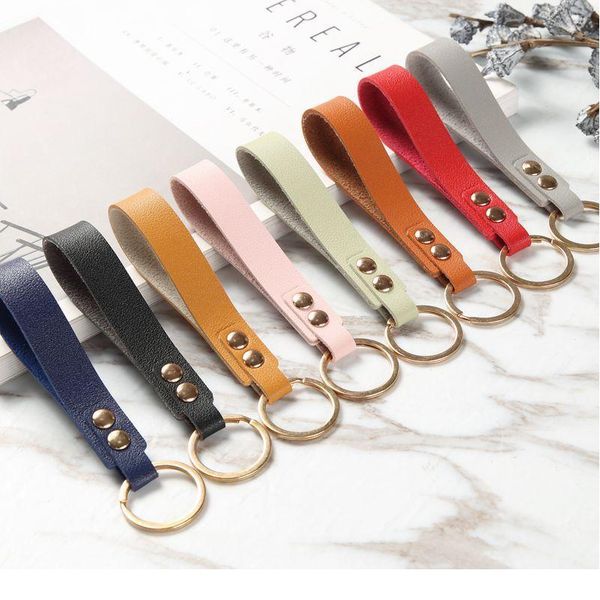 

pu leather keychain bag pendant creative cute female pu car keychains key rope anti-lost leather rope key chain jllhbt
