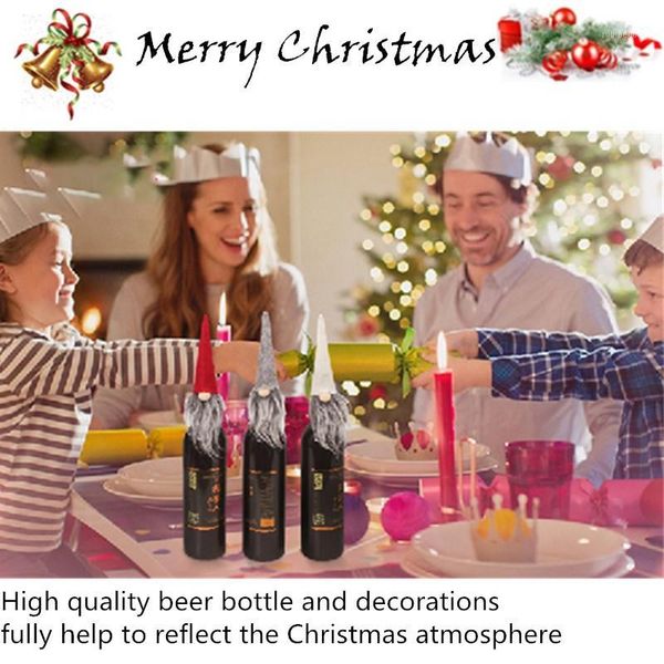 

christmas decorations 5pcs wine bottle cover ornaments gift xmas table beer cap for year home party 40%off1