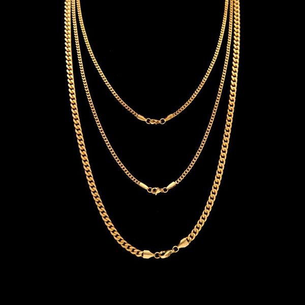 

chains 20inch /24inch /27.5inch gold silver color cuban curb link chain necklace hip hop stainless steel