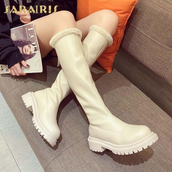 

2021 sarairis concise non slip sole knee high boots woman shoes comfy back zipper chunky heels shoes ladies office, Black