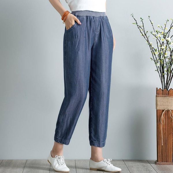 

women's jeans 2021 summer fashion female high waist denim pants womens casual loose harem ankle-length, Blue