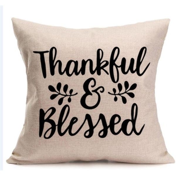 

a-happy thanksgiving day fall decor cotton linen give thanks sofa throw pillow case home car cushion covers 45*45cm
