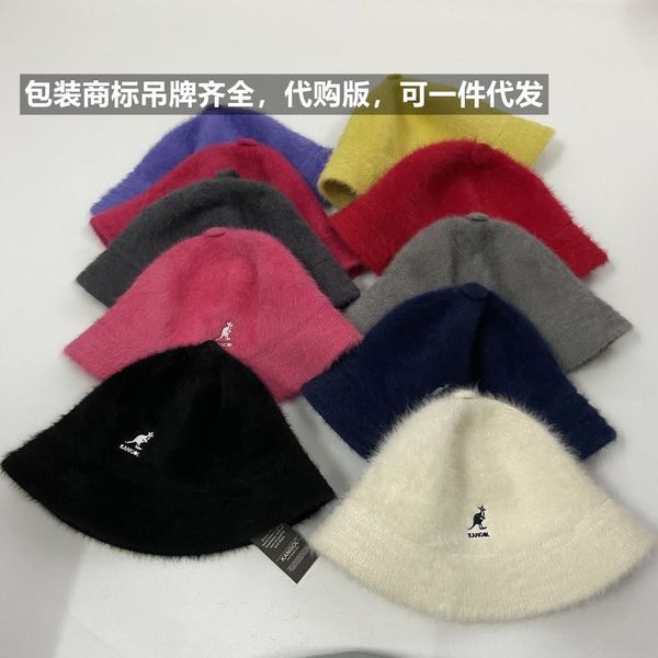 

ojng kangaroo basin hat mens kange embroidery animal winter fall velvet warm bucket bucket fisherman kangaroo cap corduroy to one, Brown;gray