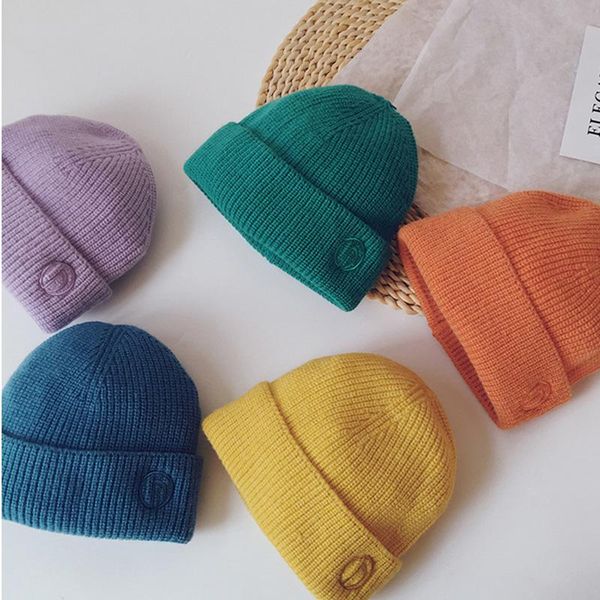 

winter women's hat new solid emeroidrey knitting beanie parenting skullies fashionable elastic wool hat, Blue;gray