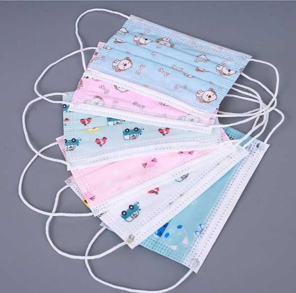 

student kids disposable face mask with elastic ear loop 3 ply breathable for blocking dust air anti-pollution masks designer fashion 22222