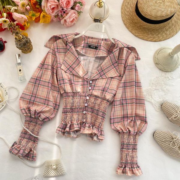 

women's blouses & shirts 2021 fashion women's clothing plaid shirt womens and blouses1, White
