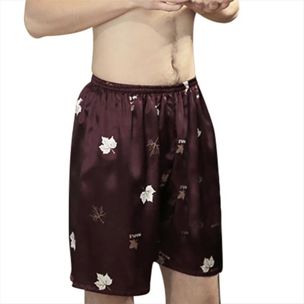 

2021 new style casual hombre simulation silk pajamas print shorts sleep colorful shorts home pajama hombre sleep, White;black