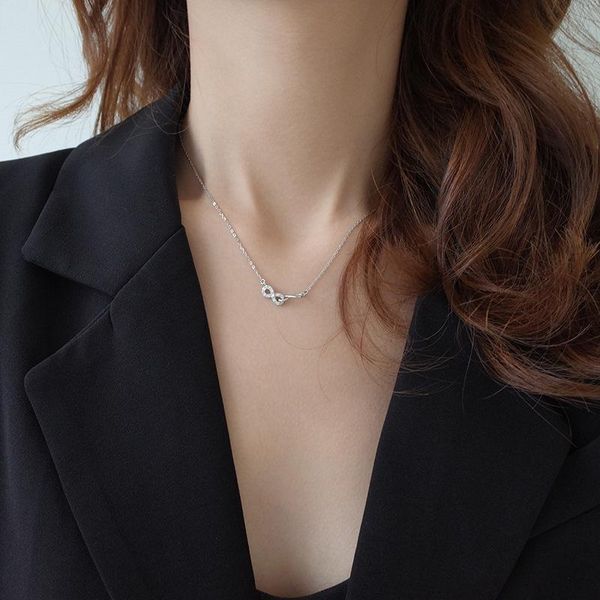 

chains modaone bowknot infinity cubic zirconia silver color clavicle chain necklace for women ladies luxury korean dainty jewelry gifts