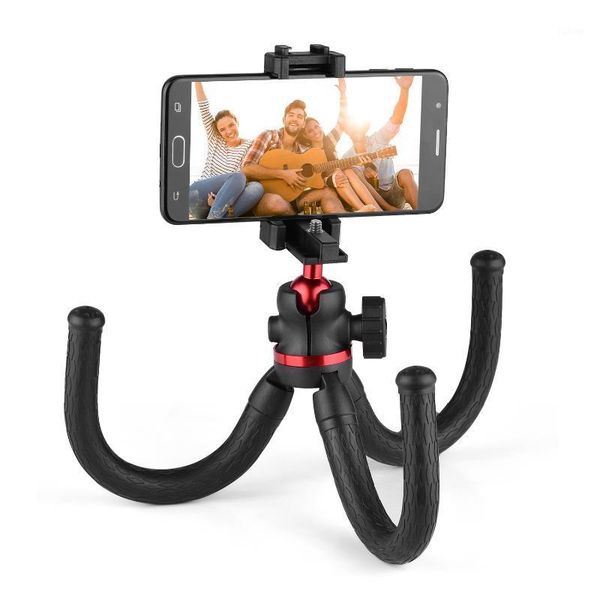 

flexible ocs phone tripod 360 degree rotatable with 1/4 screw thread integrated phone clamp cold shoe mount bubble level1