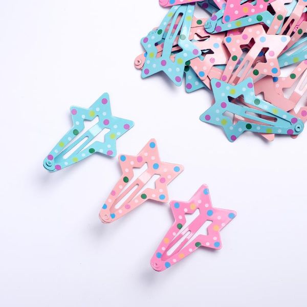 

6шт little star окрашенные железный зажима для волос мгновенной шпильки волос младенец зажим корея бобби клип конфеты цвета заколки 4.6cm ак, Black;brown