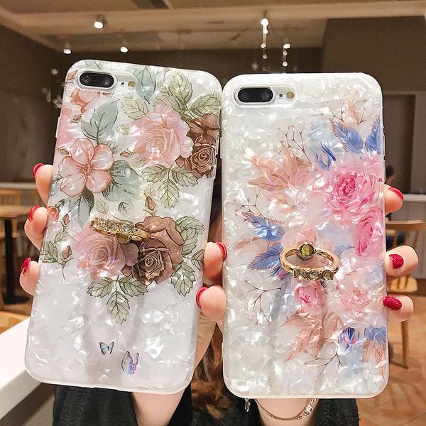 

lovecom vintage flower dream shell phone case для iphone 12 11 pro xr xs max 6 7 8 plus x soft imd стойки держатель задней крышки