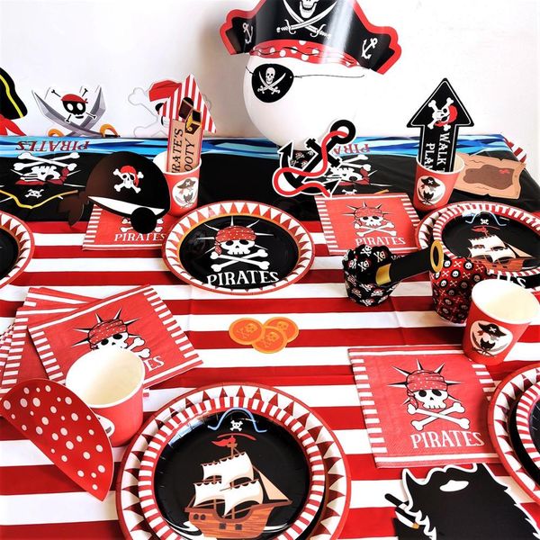 

fengreise пират одноразовые партии столетняя посуда день рождения украшения детские пиратские бумажные плита шляпа чашки день рождения прина