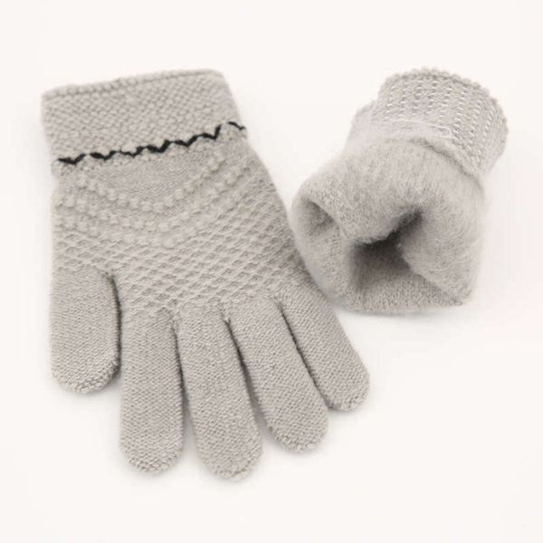 

knitted 2020 women' new winter woolen warm gloves, pure color gloves, Blue;gray