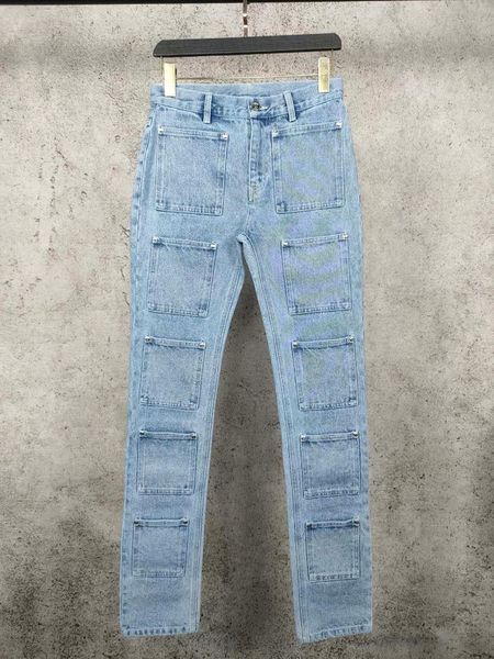 

2020 new ladies loose casual multi-pocket jeans 1118, Blue