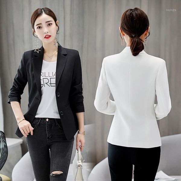 

samgpilee ladies blazer long sleeve blaser women suit jacket female feminine blazer femme pink blue white black1, White;black