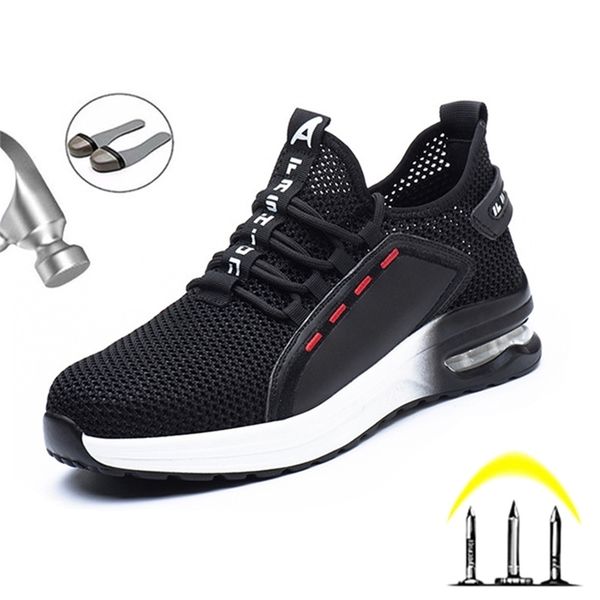 

lightweight men's shoes steel toe safety boots anti-smashing outdoor ryder breathable work sneakers y200915, Black;brown