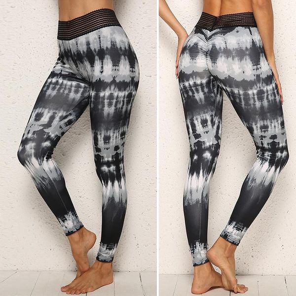 

women's tie dye sports fitness stretch hip slim yoga leggings black, White;red