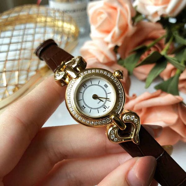 

high japanese phase ordinary female moon quartz grade spiral crown fashion pin buckle watch, Slivery;brown