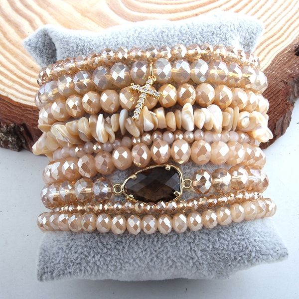 

rh fashion designer beaded bracelet set glass crystal 9pc bracelets & bangles set for fashion jewelry y200730, Black