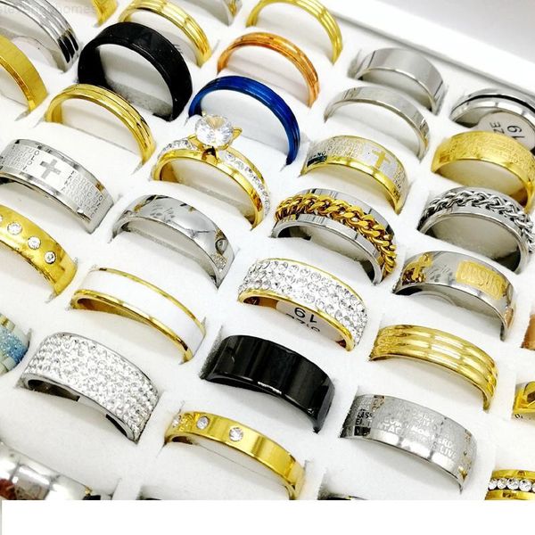 

metal mix style stainless steel ring 30factory/lot titanium finger band fit men's and women's fashion party engag, Silver